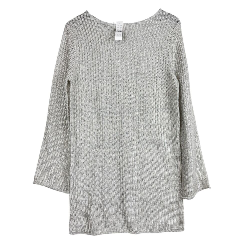 NWT J.Crew Collection Metallic Silver Open Weave Mini Sweater Dress CA243 - S